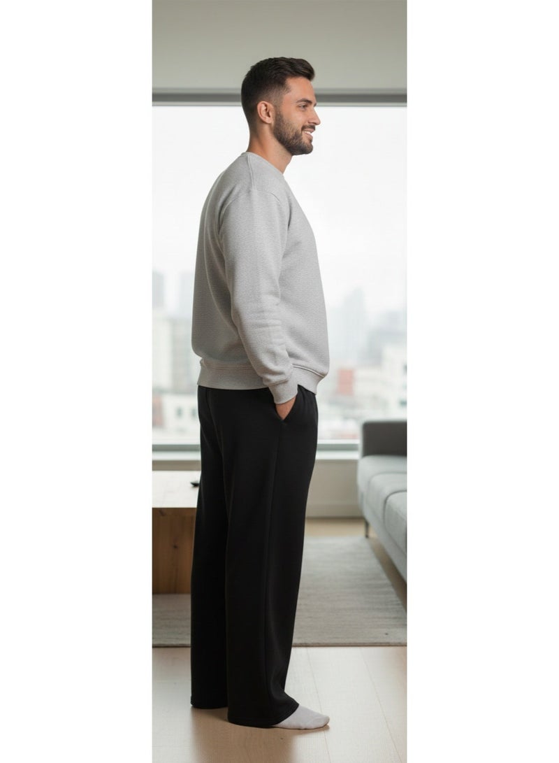 Bedaya Moda Casual cotton milton sweatpants - high waist - two pockets/ Black/ Unisex/3XL - Image 2